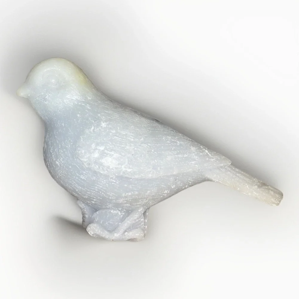 Vintage Style Bird Figurine Candles Set of 2 Yellow and Blue Grey Wax Songbirds